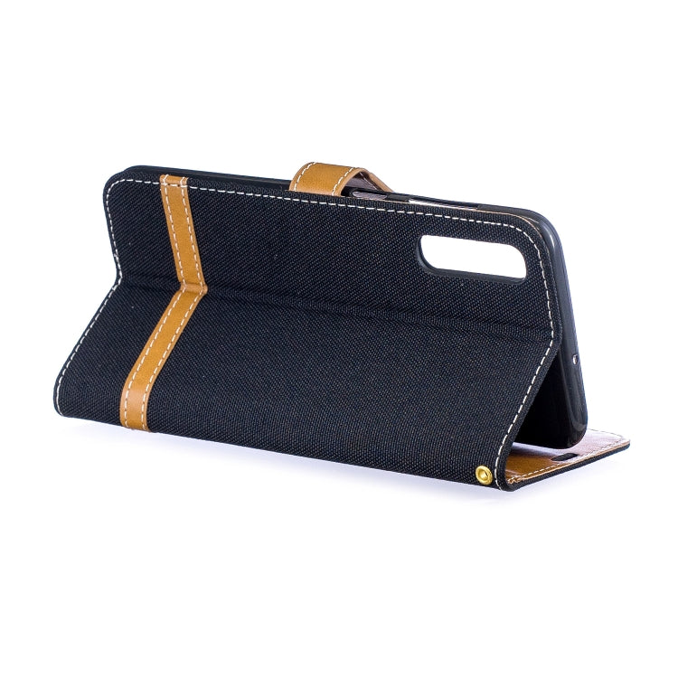 Color Matching Denim Texture Leather Case for  Galaxy  A50, with Holder & Card Slots & Wallet & Lanyard