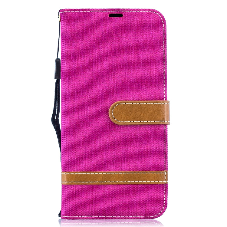 Color Matching Denim Texture Leather Case for  Galaxy  A50, with Holder & Card Slots & Wallet & Lanyard