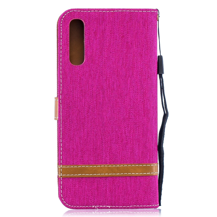 Color Matching Denim Texture Leather Case for  Galaxy  A50, with Holder & Card Slots & Wallet & Lanyard