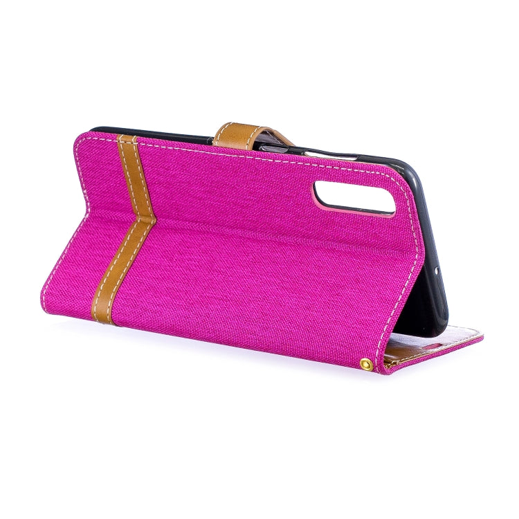Color Matching Denim Texture Leather Case for  Galaxy  A50, with Holder & Card Slots & Wallet & Lanyard