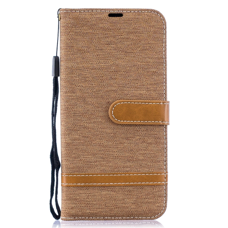 Color Matching Denim Texture Leather Case for  Galaxy  A50, with Holder & Card Slots & Wallet & Lanyard