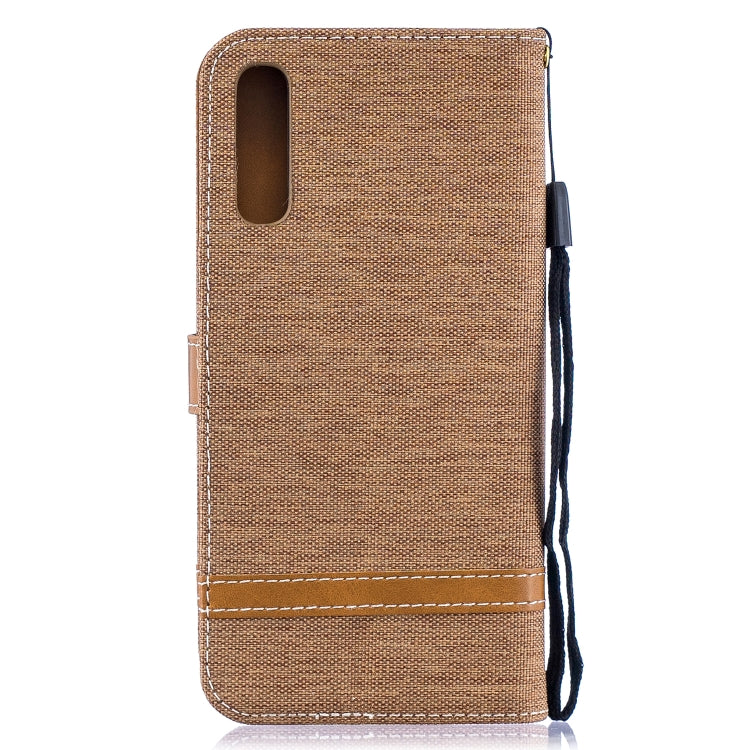 Color Matching Denim Texture Leather Case for  Galaxy  A50, with Holder & Card Slots & Wallet & Lanyard