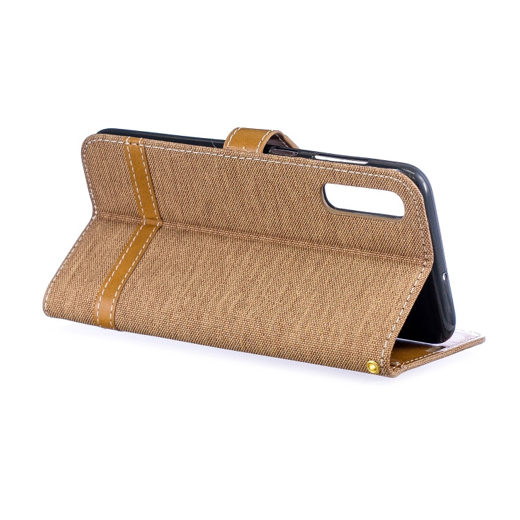 Color Matching Denim Texture Leather Case for  Galaxy  A50, with Holder & Card Slots & Wallet & Lanyard