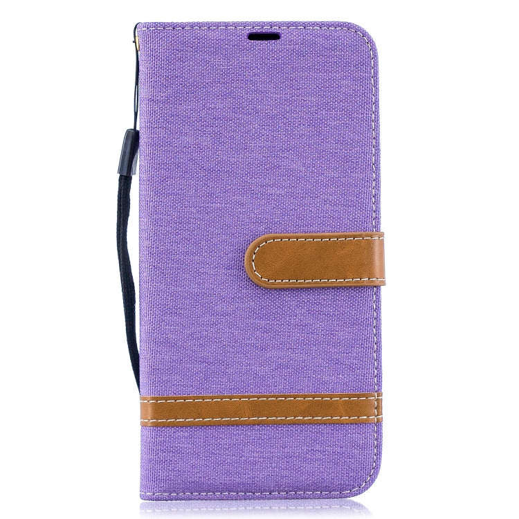 Color Matching Denim Texture Leather Case for  Galaxy  A50, with Holder & Card Slots & Wallet & Lanyard
