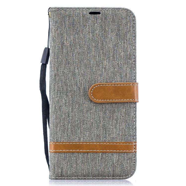 Color Matching Denim Texture Leather Case for  Galaxy  A50, with Holder & Card Slots & Wallet & Lanyard