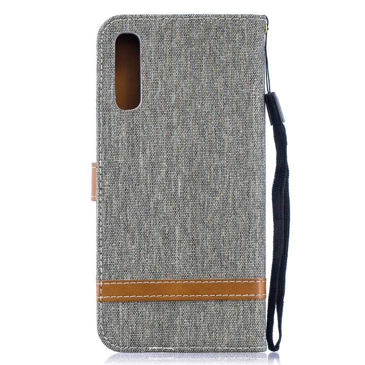Color Matching Denim Texture Leather Case for  Galaxy  A50, with Holder & Card Slots & Wallet & Lanyard