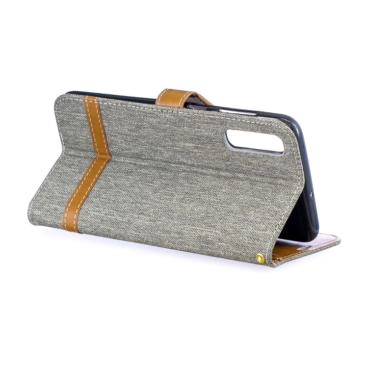 Color Matching Denim Texture Leather Case for  Galaxy  A50, with Holder & Card Slots & Wallet & Lanyard