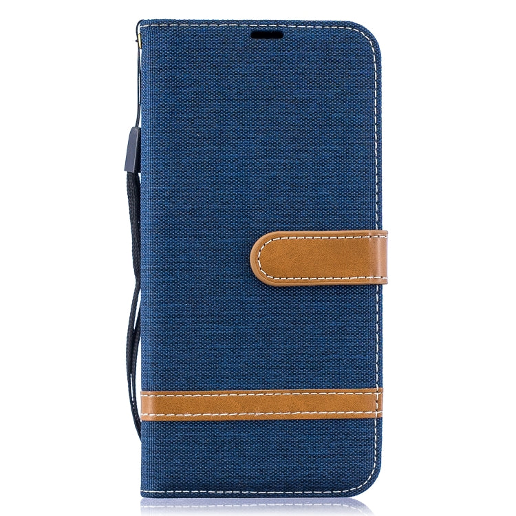Color Matching Denim Texture Leather Case for  Galaxy  A50, with Holder & Card Slots & Wallet & Lanyard