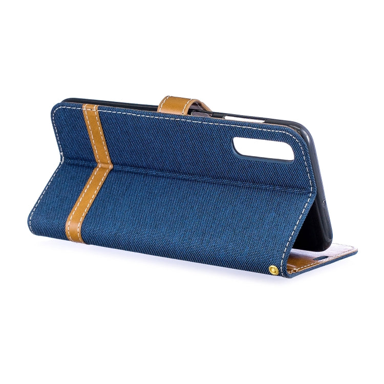 Color Matching Denim Texture Leather Case for  Galaxy  A50, with Holder & Card Slots & Wallet & Lanyard