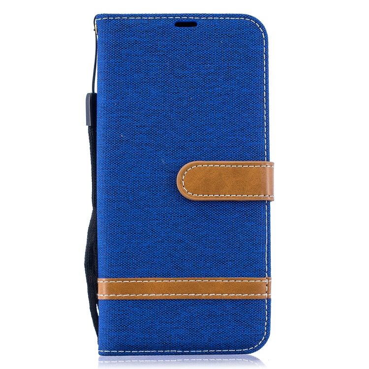 Color Matching Denim Texture Leather Case for  Galaxy  A50, with Holder & Card Slots & Wallet & Lanyard