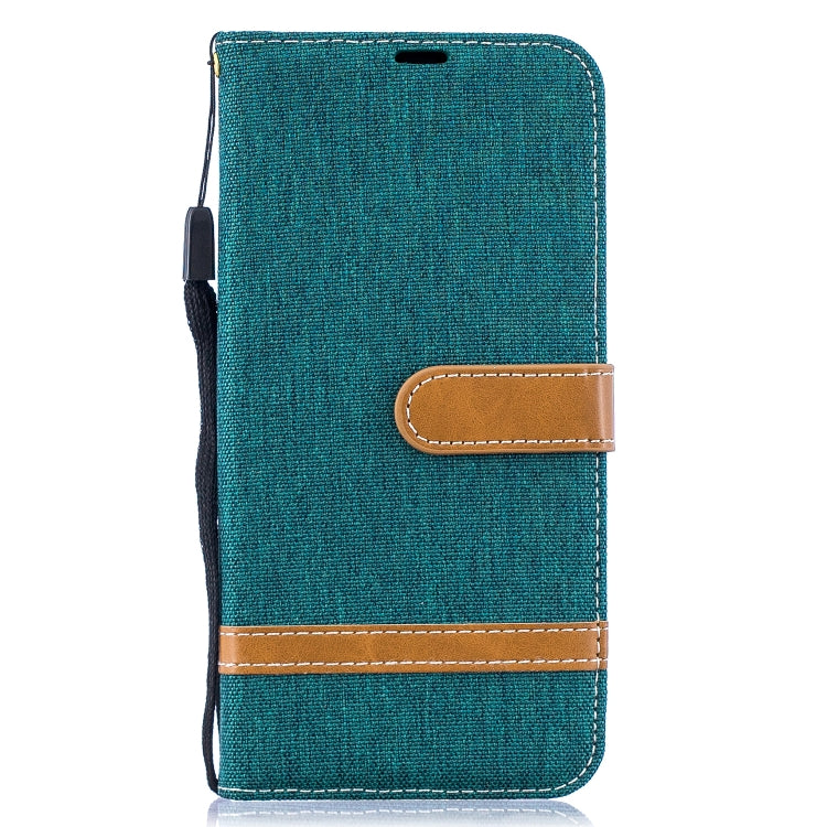 Color Matching Denim Texture Leather Case for  Galaxy  A50, with Holder & Card Slots & Wallet & Lanyard