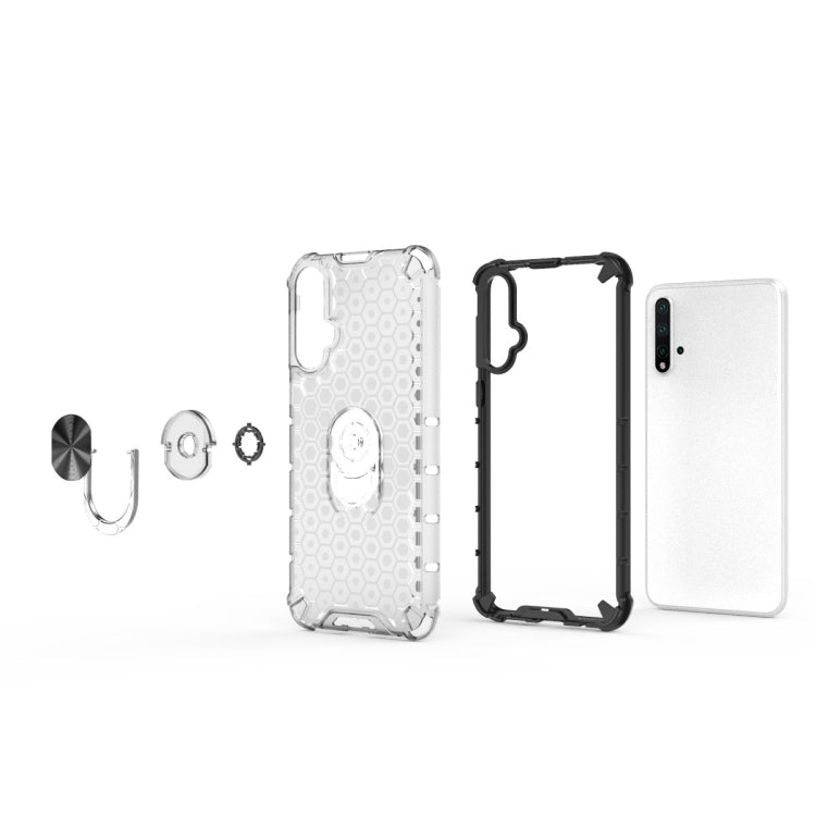 For Huawei Honor 20 Shockproof Honeycomb PC + TPU Ring Holder Protection Case