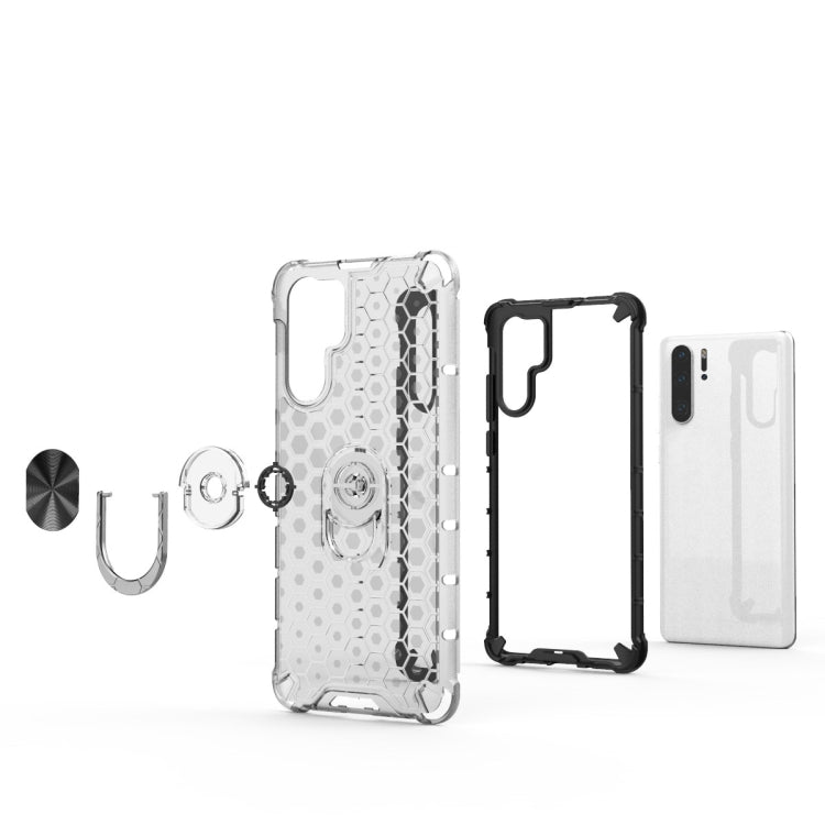 For Huawei P30 Pro Shockproof Honeycomb PC + TPU Ring Holder Protection Case