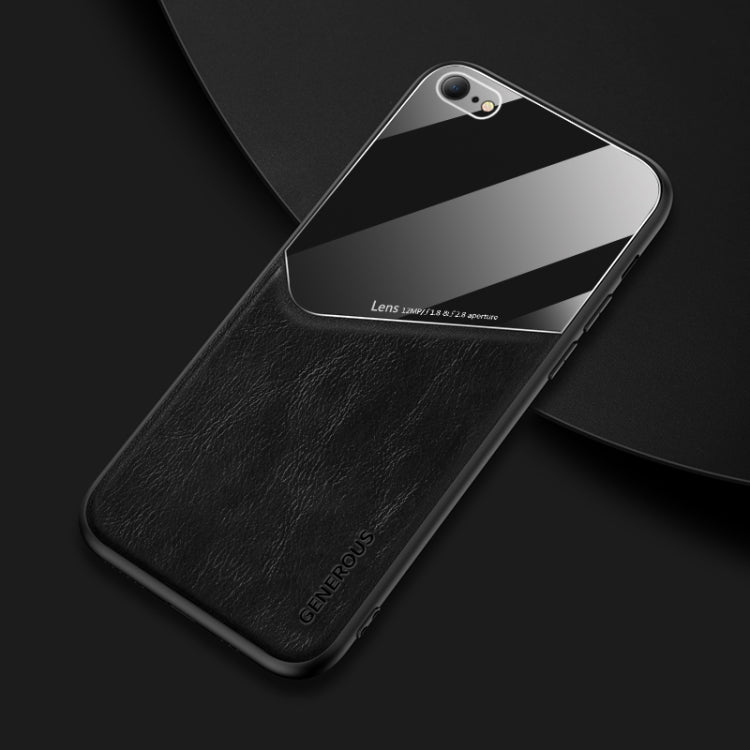For iPhone SE 2022 / SE 2020 / 8 / 7  All-inclusive Leather + Organic Glass Phone Case With Metal Iron Sheet