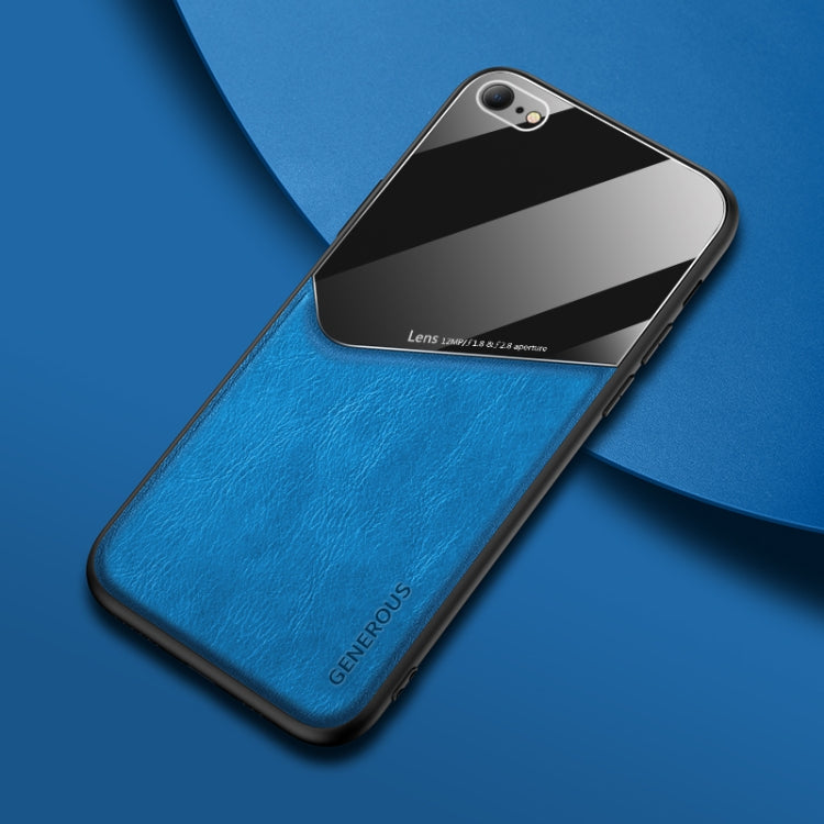For iPhone SE 2022 / SE 2020 / 8 / 7  All-inclusive Leather + Organic Glass Phone Case With Metal Iron Sheet