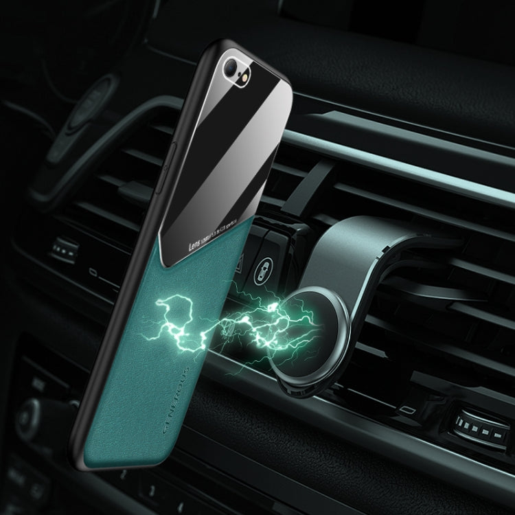 For iPhone 6Plus/6s Plus All-inclusive Leather + Organic Glass Phone Case With Metal Iron Sheet