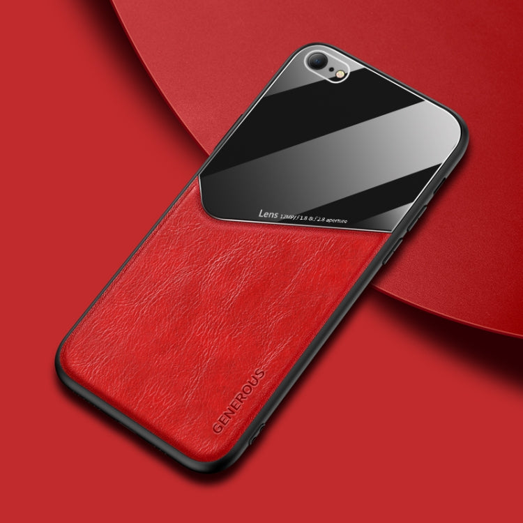 For iPhone 6Plus/6s Plus All-inclusive Leather + Organic Glass Phone Case With Metal Iron Sheet