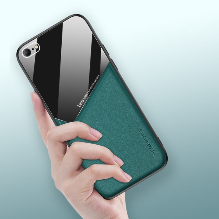For iPhone 6Plus/6s Plus All-inclusive Leather + Organic Glass Phone Case With Metal Iron Sheet