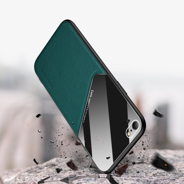 For iPhone 6Plus/6s Plus All-inclusive Leather + Organic Glass Phone Case With Metal Iron Sheet