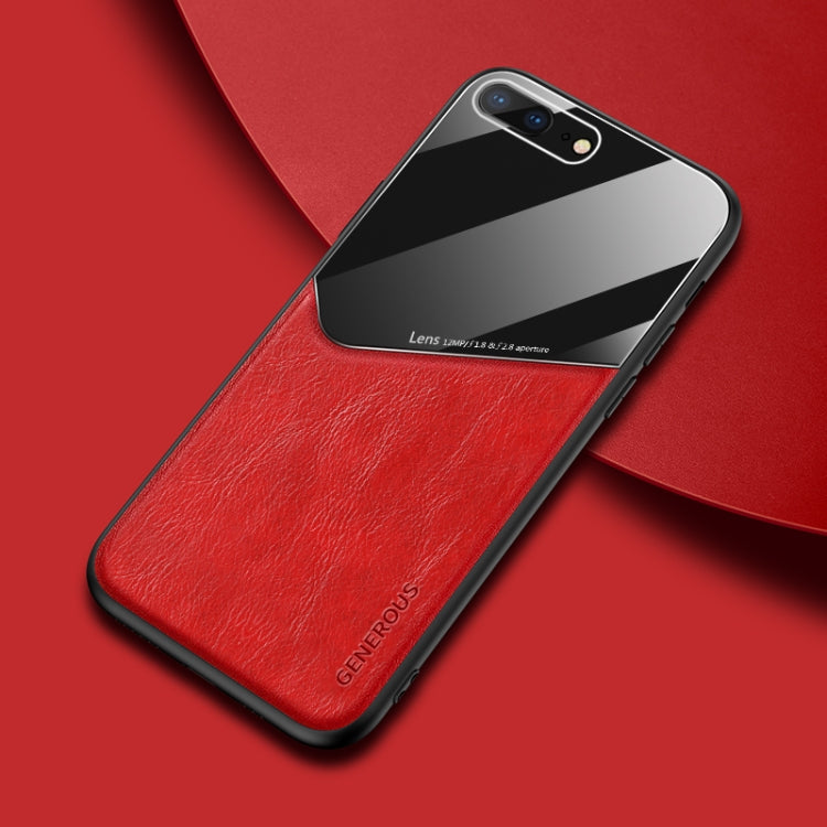 For iPhone 7 Plus/8 Plus All-inclusive Leather + Organic Glass Phone Case With Metal Iron Sheet