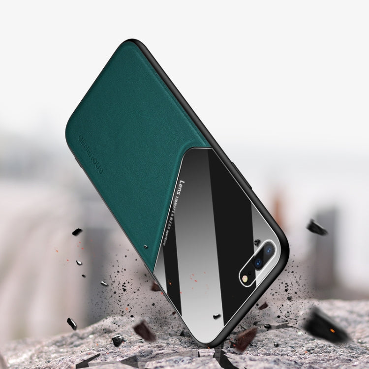 For iPhone 7 Plus/8 Plus All-inclusive Leather + Organic Glass Phone Case With Metal Iron Sheet