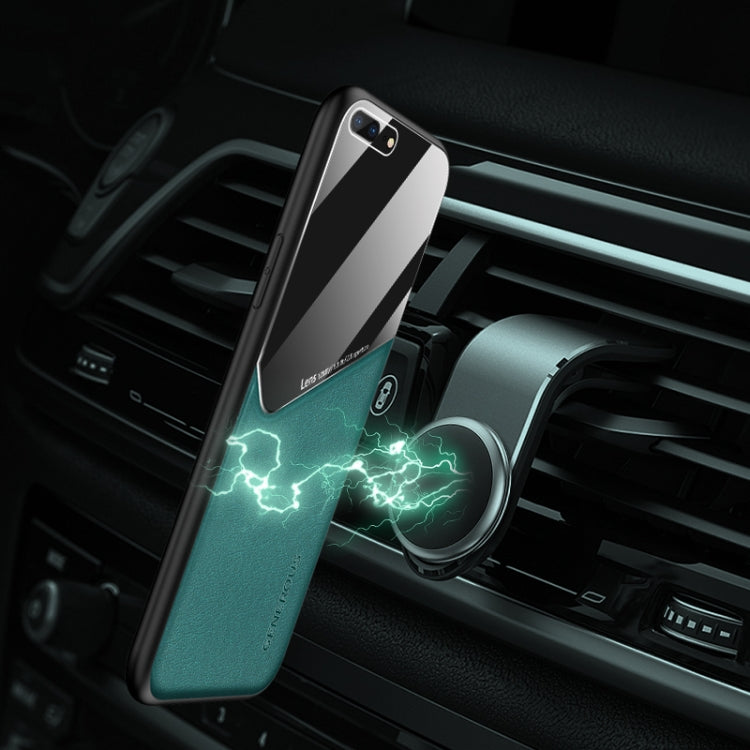 For iPhone 7 Plus/8 Plus All-inclusive Leather + Organic Glass Phone Case With Metal Iron Sheet