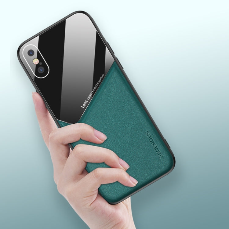 For iPhone XR All-inclusive Leather + Organic Glass Phone Case With Metal Iron Sheet