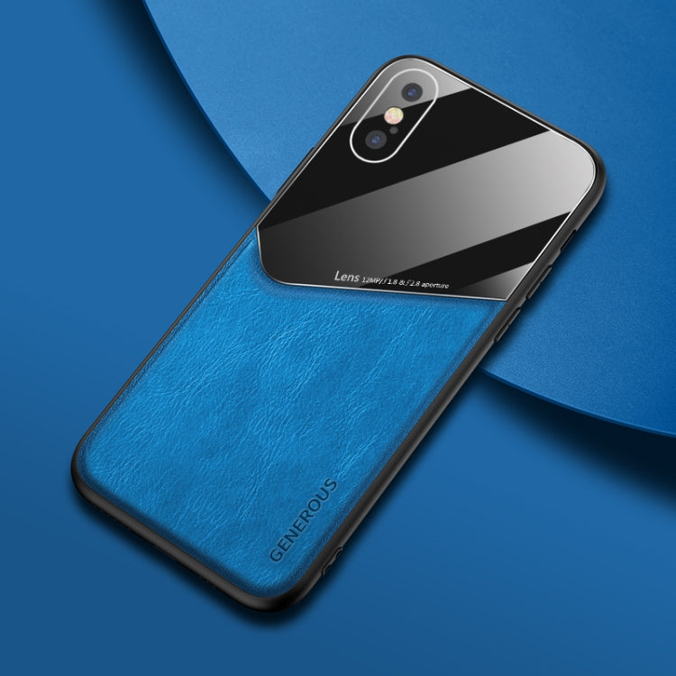 For iPhone XS Max All-inclusive Leather + Organic Glass Phone Case With Metal Iron Sheet