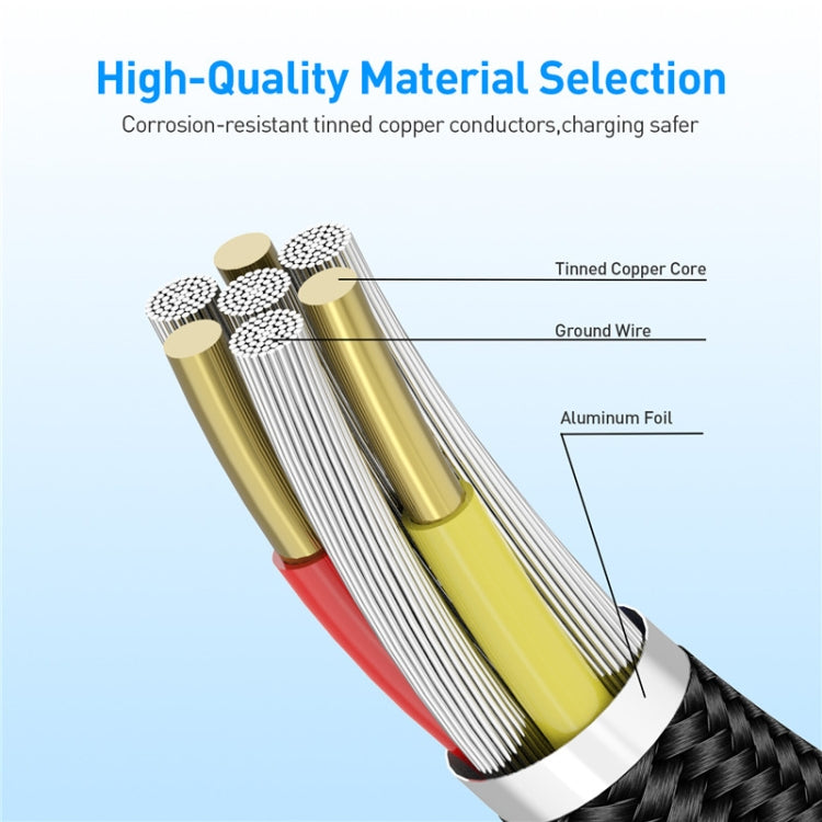 2 in 1 USB to Micro USB + Type-C / USB-C Magnetic Metal Joint Nylon Braided Charging Cable, Length: 2m