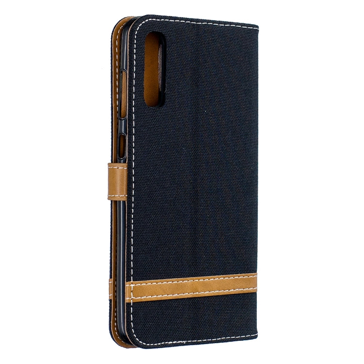 Color Matching Denim Texture Leather Case for Galaxy  A70, with Holder & Card Slots & Wallet & Lanyard