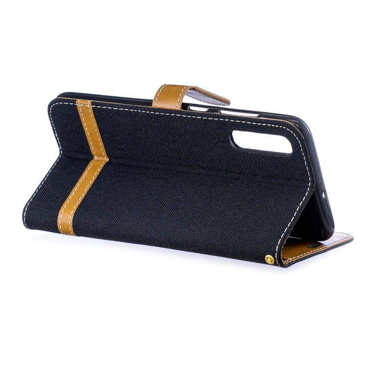 Color Matching Denim Texture Leather Case for Galaxy  A70, with Holder & Card Slots & Wallet & Lanyard