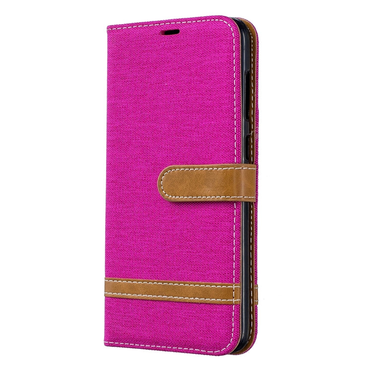 Color Matching Denim Texture Leather Case for Galaxy  A70, with Holder & Card Slots & Wallet & Lanyard