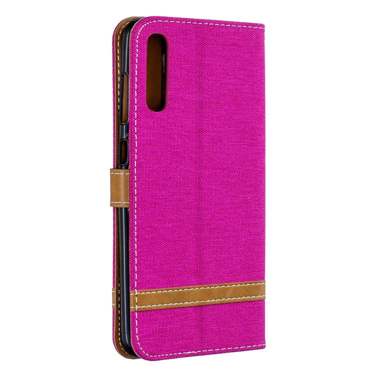 Color Matching Denim Texture Leather Case for Galaxy  A70, with Holder & Card Slots & Wallet & Lanyard