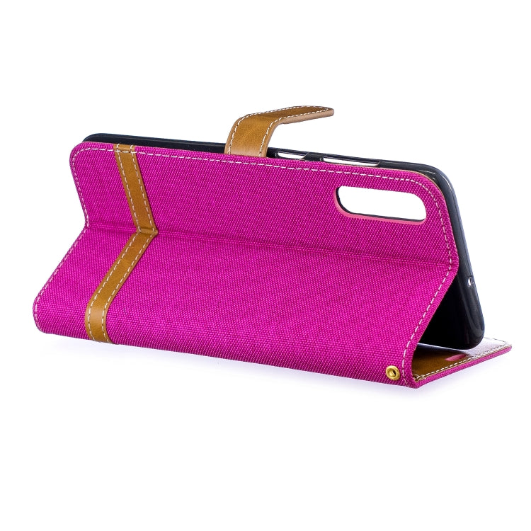 Color Matching Denim Texture Leather Case for Galaxy  A70, with Holder & Card Slots & Wallet & Lanyard