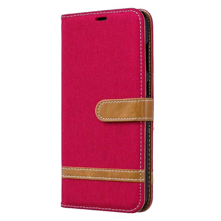 Color Matching Denim Texture Leather Case for Galaxy  A70, with Holder & Card Slots & Wallet & Lanyard
