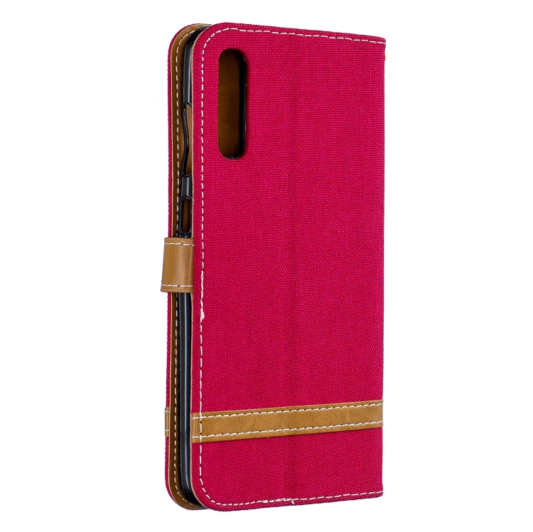 Color Matching Denim Texture Leather Case for Galaxy  A70, with Holder & Card Slots & Wallet & Lanyard