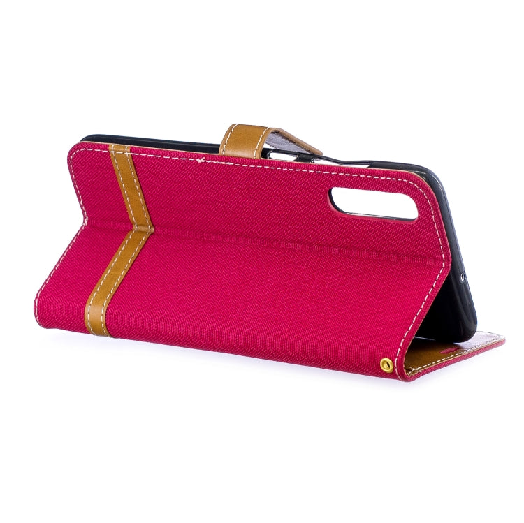 Color Matching Denim Texture Leather Case for Galaxy  A70, with Holder & Card Slots & Wallet & Lanyard