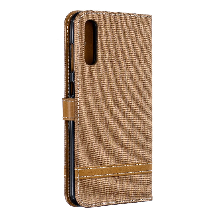 Color Matching Denim Texture Leather Case for Galaxy  A70, with Holder & Card Slots & Wallet & Lanyard