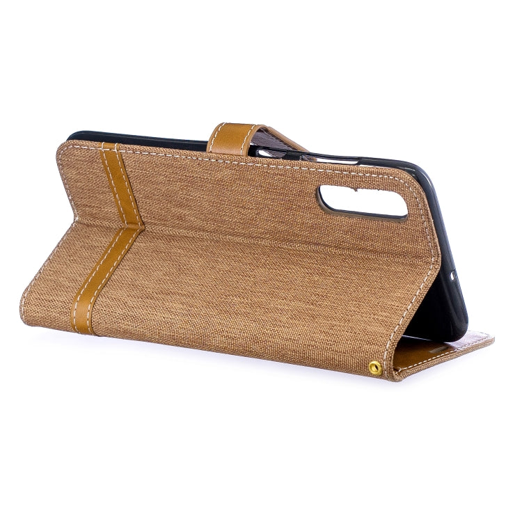 Color Matching Denim Texture Leather Case for Galaxy  A70, with Holder & Card Slots & Wallet & Lanyard
