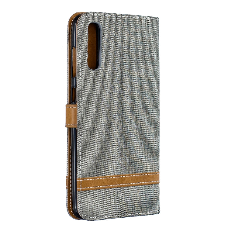 Color Matching Denim Texture Leather Case for Galaxy  A70, with Holder & Card Slots & Wallet & Lanyard