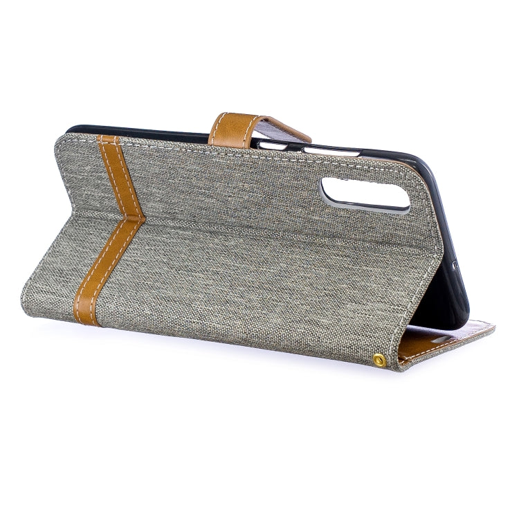 Color Matching Denim Texture Leather Case for Galaxy  A70, with Holder & Card Slots & Wallet & Lanyard