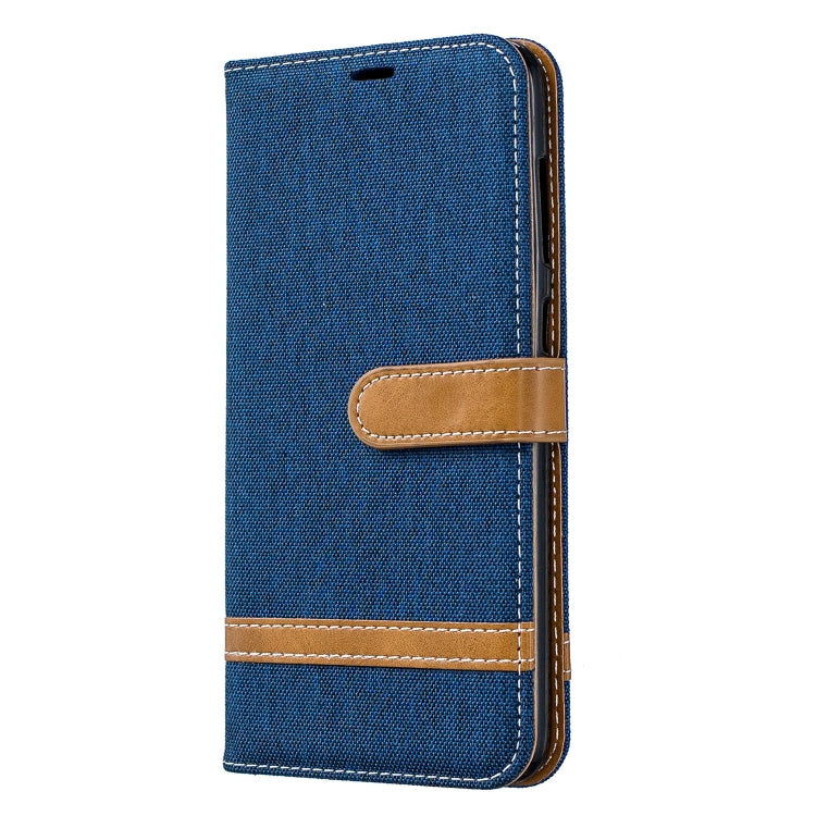 Color Matching Denim Texture Leather Case for Galaxy  A70, with Holder & Card Slots & Wallet & Lanyard