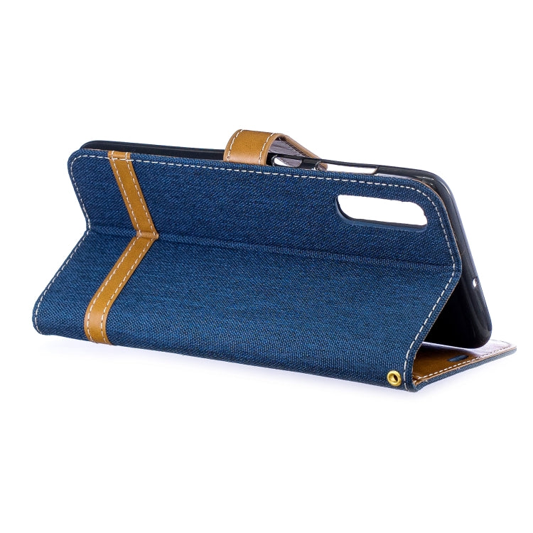 Color Matching Denim Texture Leather Case for Galaxy  A70, with Holder & Card Slots & Wallet & Lanyard