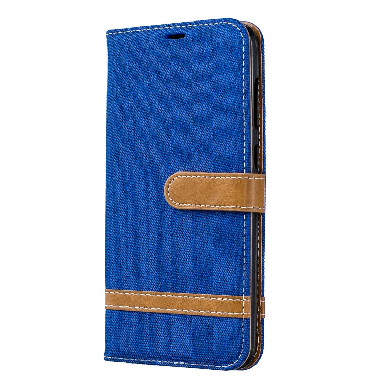Color Matching Denim Texture Leather Case for Galaxy  A70, with Holder & Card Slots & Wallet & Lanyard