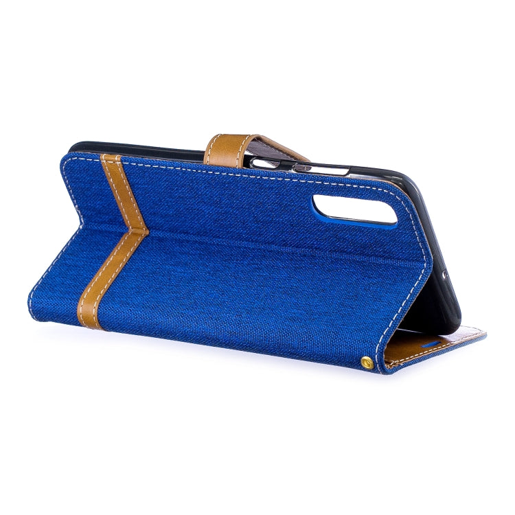 Color Matching Denim Texture Leather Case for Galaxy  A70, with Holder & Card Slots & Wallet & Lanyard