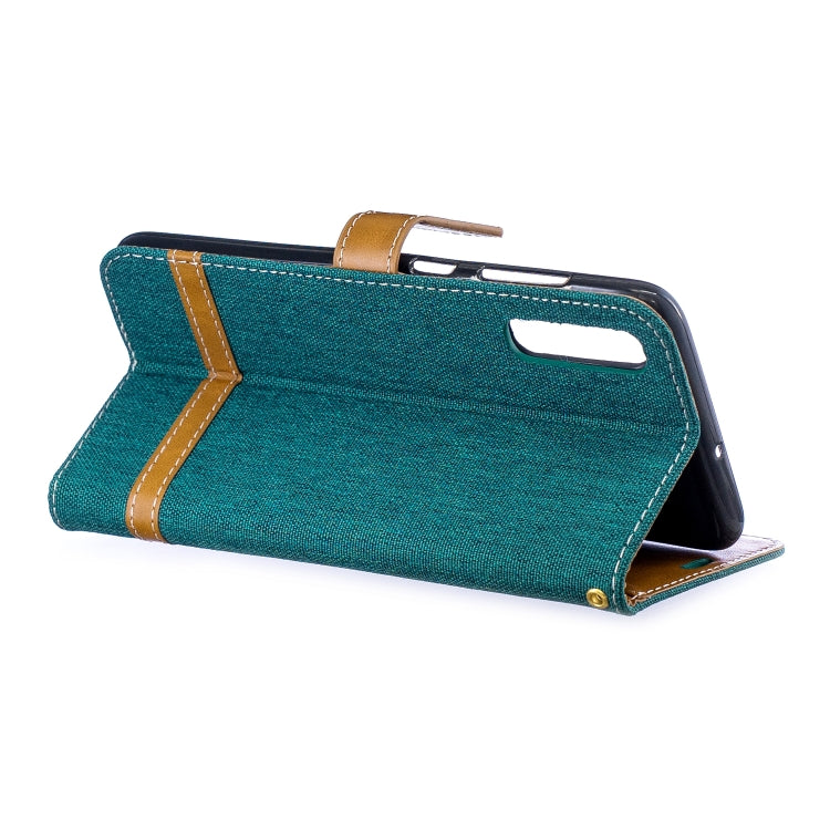 Color Matching Denim Texture Leather Case for Galaxy  A70, with Holder & Card Slots & Wallet & Lanyard