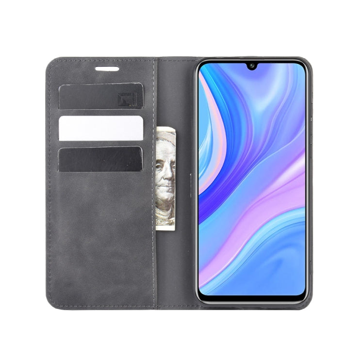 For Huawei Y8p/Enjoy 10s  Retro-skin Business Magnetic Suction Leather Case with Holder & Card Slots & Wallet