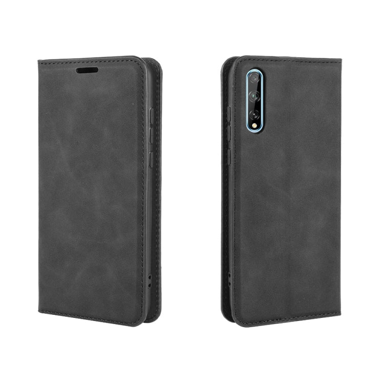 For Huawei Y8p/Enjoy 10s  Retro-skin Business Magnetic Suction Leather Case with Holder & Card Slots & Wallet