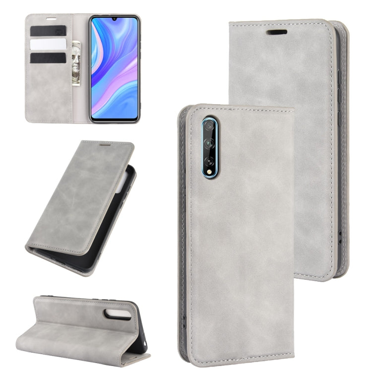 For Huawei Y8p/Enjoy 10s  Retro-skin Business Magnetic Suction Leather Case with Holder & Card Slots & Wallet