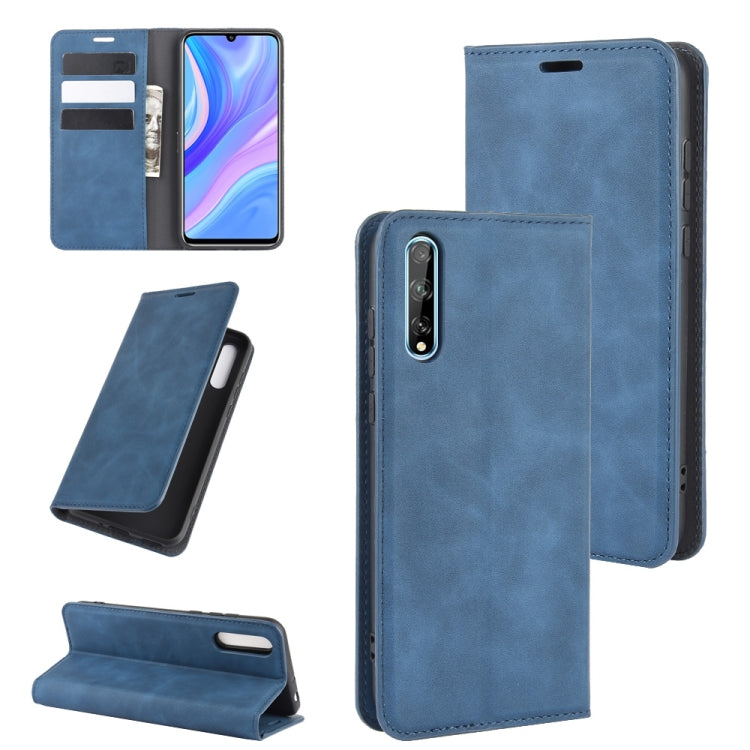 For Huawei Y8p/Enjoy 10s  Retro-skin Business Magnetic Suction Leather Case with Holder & Card Slots & Wallet